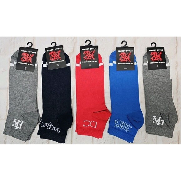 32West Styl'z Designer Socks Lot Of 5 Pairs Men's Ankle Quarter Crew Socks - Picture 2 of 8